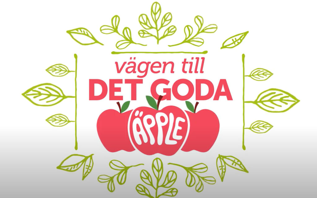 Illustration med texten "Vägen till det goda - äpple"
