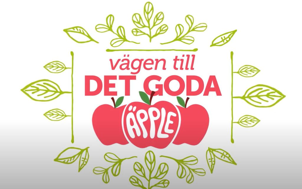 Illustration med texten "Vägen till det goda - äpple"