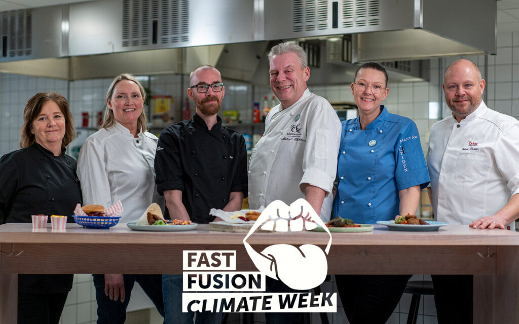 Alla sex kockar som bidrog med recept till Fast Fusion Climate Week 2022. Maria, Camilla, Per, Michael, Sandra och Johan.