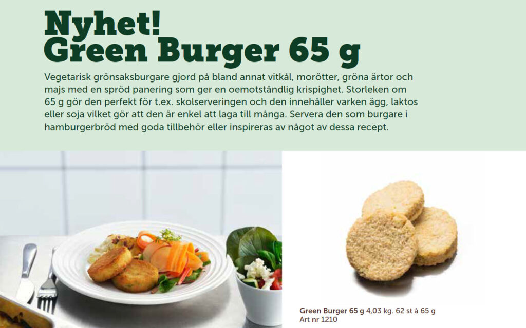 Informations- och inspirationsblad om Lecora Green Burger 65 g.