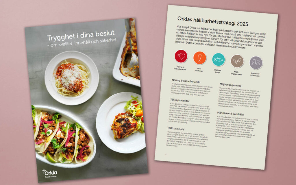 Två uppslag från Guide till förfrågningsunderlag från Orkla FoodSolutions.