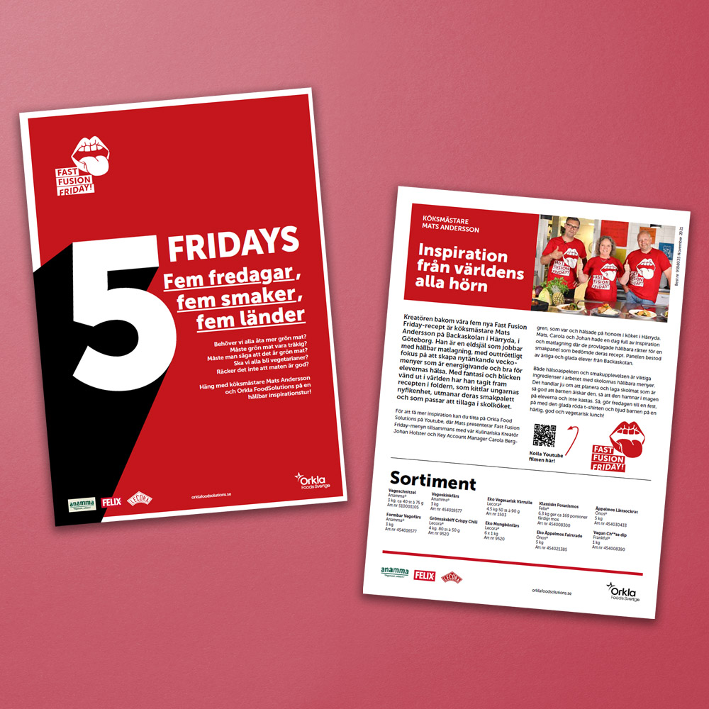 Fram- och baksida av inspirationsfoldern Fast Fusion Friday.