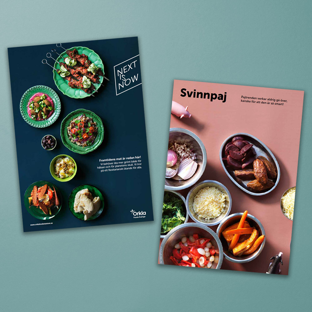 Två sidor från inspirationsfoldern Next is Now - framtidens mat.