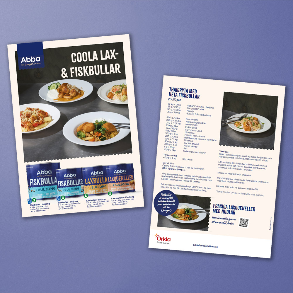 Mockup av inspirationsblad med Abba Lax- och Fiskbullar.