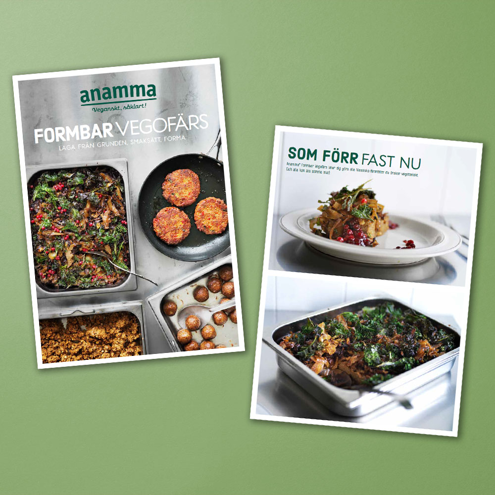Mockup av broschyr Anamma Formbar Vegofärs.