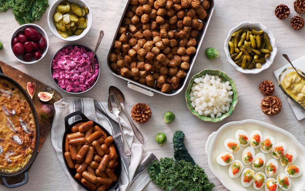 Närbild på julbordsservering från Orkla Foodsolutions.